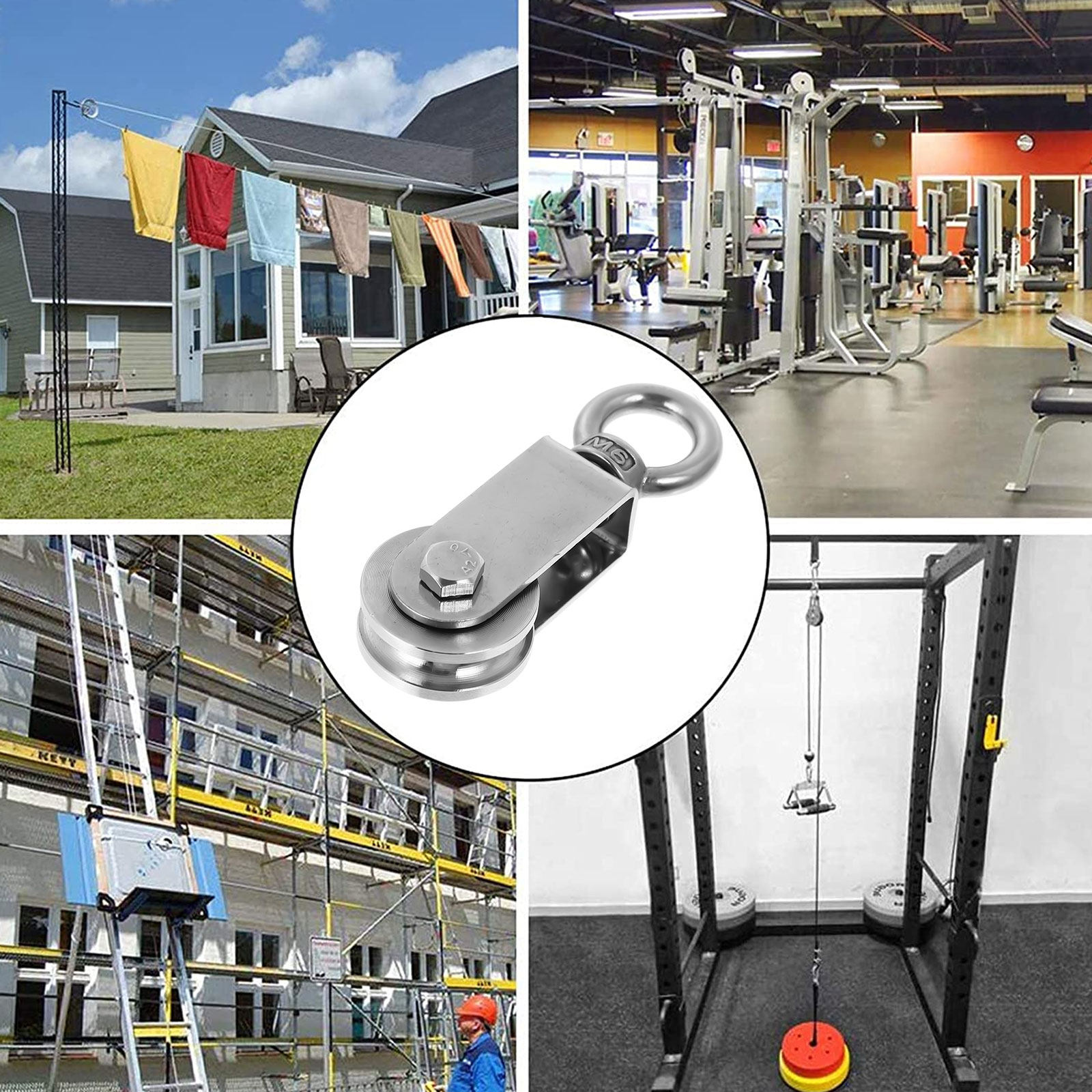 Heavy Equipment Lift - Roestvrijstalen U-vormige ring, zware kabelwiel voor